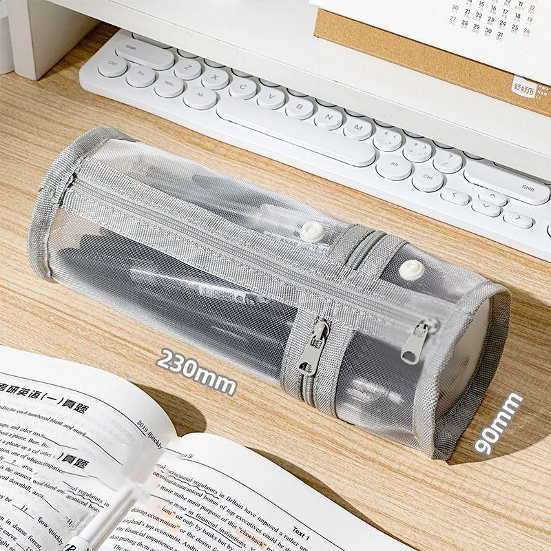 Mesh Dual-Use Makeup Brush Storage Bag Portable Brush Case Simple Large Capacity Brush Bucket Holder Travel Stand-Up Pouch