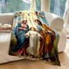 1PC Religious family with angels Faith-printed Flannel Blanket Soft and Warm Suitable for Home Travel Picnics Camping and RV