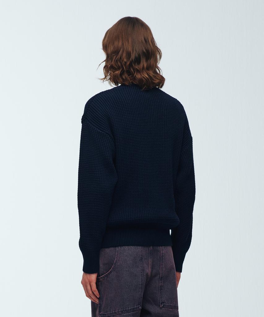 KNITTED Heavy Waffle Round Knit Navy