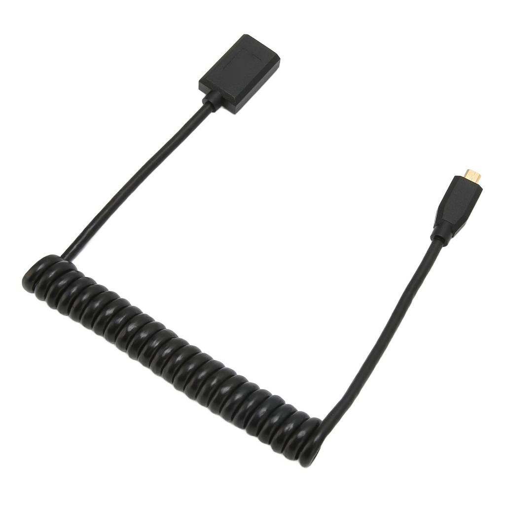 HD Multimedia Interface Cable Micro To Female 8K 60Hz 48Gbps Coiled Video Adapter Cord for Tablet TV Camera
