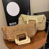 Elegant Female Square Shopper Totes Summer High-quality Straw Bag Women's Designer Large Capacity Handbag Woven Travel Beach Bag