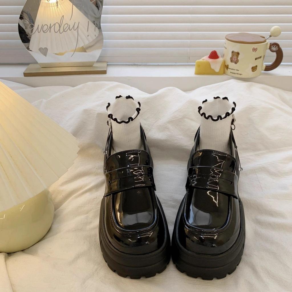 British Style Small Leather Shoes Women's Single Shoes New Spring Autumn and Winter Women's Shoes Platform Jk Black