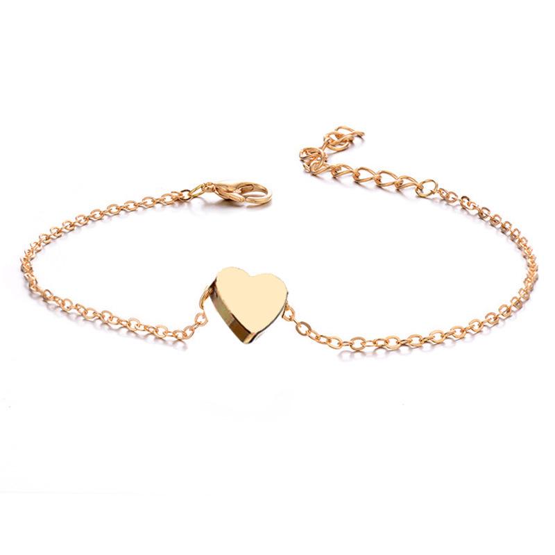 Summer Beach Heart-Shaped Bead Chain Anklet for Women
