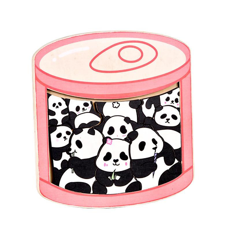 

Shape Wooden Toddler Puzzle Panda Canned Pattern Learning Toy Early Cognitive