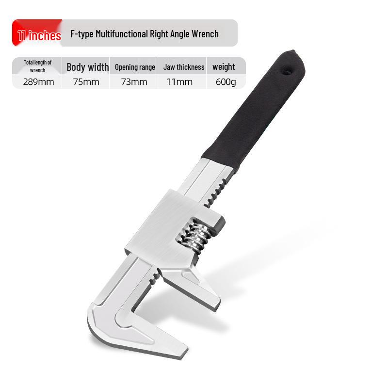 Large Opening Adjustable F-Type Multi-Function Right Angle Pipe Wrench Tool