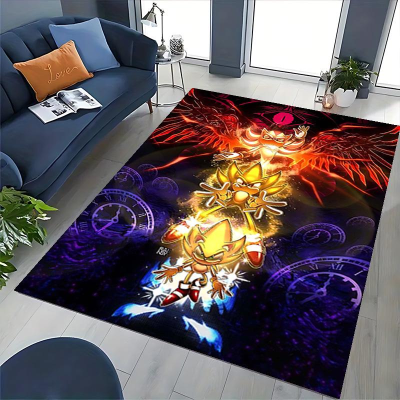 1pc Sonic the Hedgehog Golden Sonic Chair Mat, Anime Cartoon Design, Non-Slip Carpet for Office and Home Decor, Suitable for All Seasons.I050