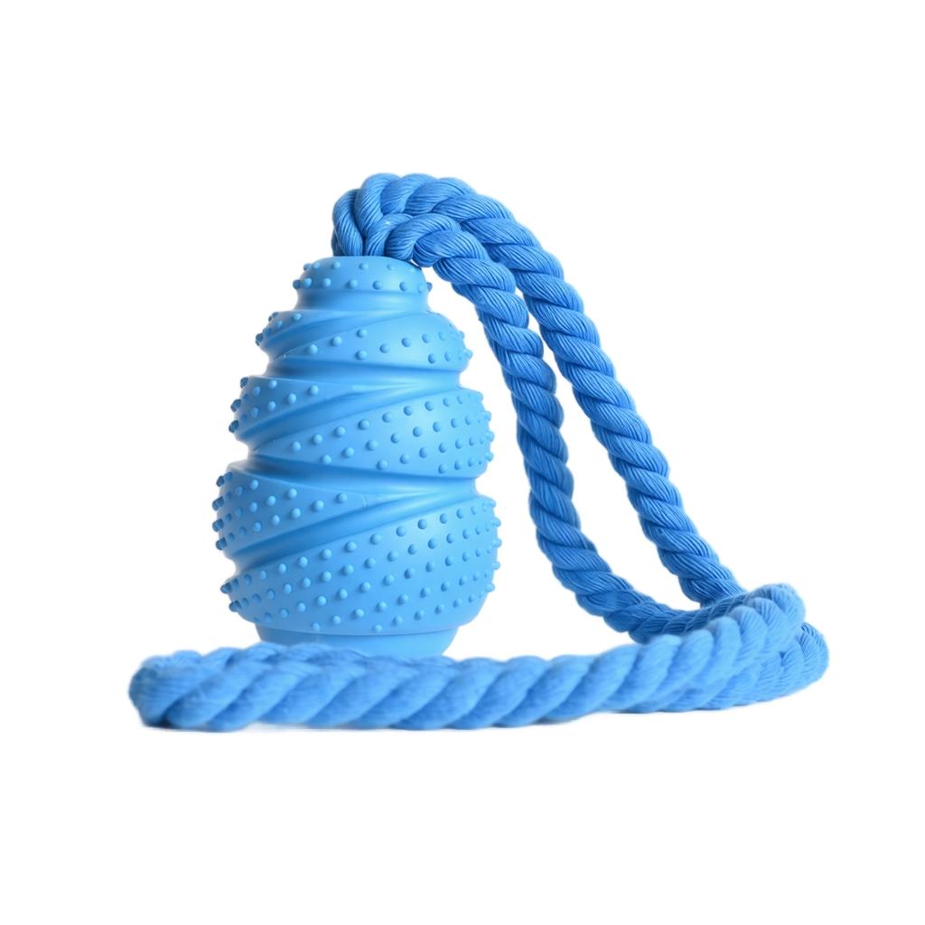 Bumpy Rubber Dog Toy with Rope, Dispensing Puzzle Slow Feeder for Small Dogs,