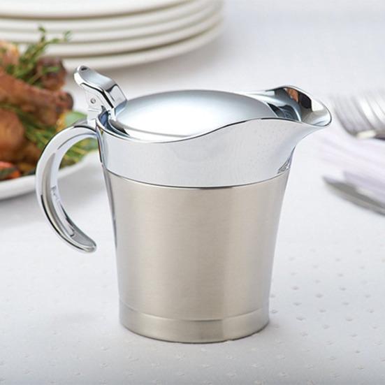 Küche Edelstahl Doppelwandig Isoliert Soßenschüssel Saucenkrug mit Deckel