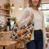Halloween Pumpkin Bat Print Fashion Tote Bag Portable Casual Handbag for Daily Use