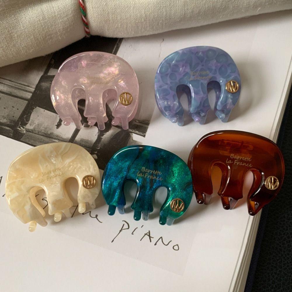 Candy Color Acetate Hair Claw Grab Clip Cute Hairpin Personalized Letter Hair Clip Female