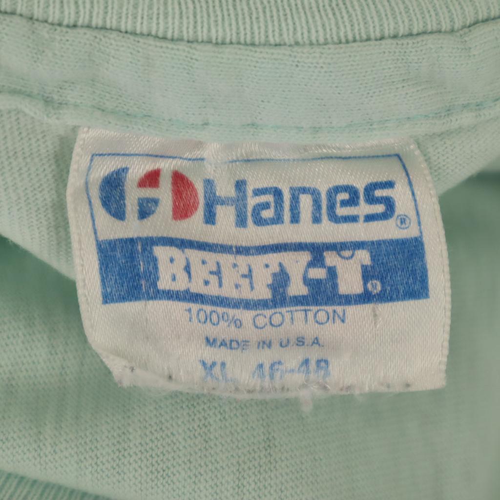 HANES 80s 90s Made In USA Old Railway Print Short Sleeve T-shirt Men's Used