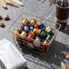 Cesto Portaoggetti in Ferro a Grande Capacità, Cesto Organizer in Filo Stile Nordico, Contenitore Decorativo in Rete Metallica per Piani Cucina Frutta Snack Multi