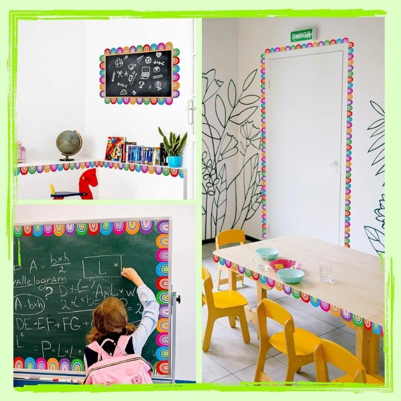 10m Colorful Bulletin Border Trim Lovely Bulletin Board Borders Border Sticker Bulletin Board Decorations for Classroom