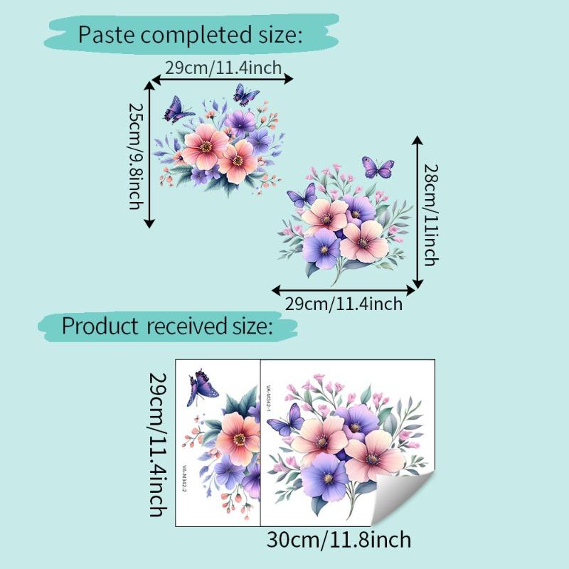 Home Decoration Watercolor Flower Leaf Stickers Self-Adhesive For Toilet Bathroom Bedroom Wall Decor