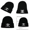Solid Simple Color Knitted Hat With Skeleton Embroidery Design For Daily