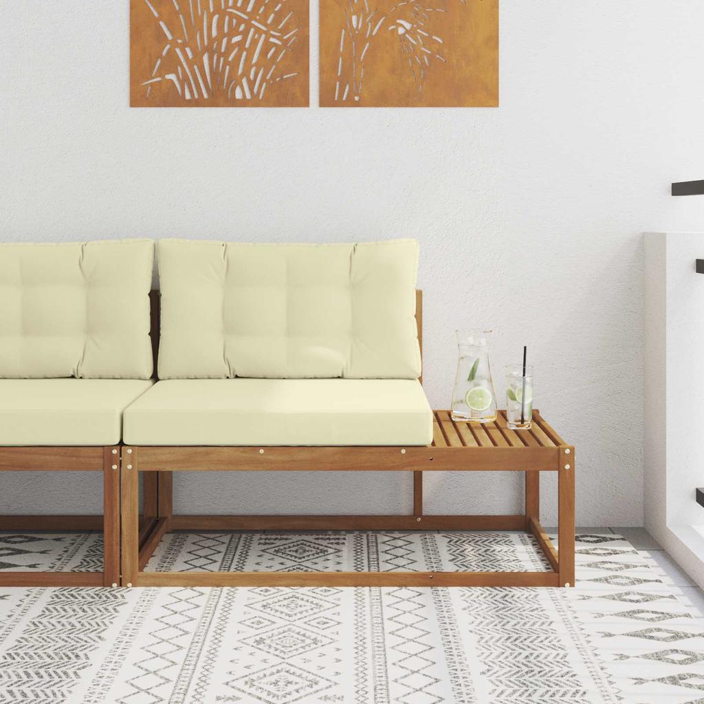 Outdoor Corner Sofa with Cushions Natural Finish 115 X 83 X 73 Cm