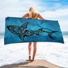 1pz Grande Asciugamano da Spiaggia ad Asciugatura Rapida - Design Squalo Tropicale con Sfondo Blu, Asciugamano in Microfibra Super Assorbente per Piscina