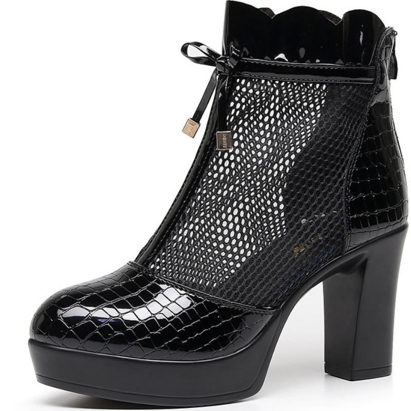 Ladies Fashion Solid Color Leather Back Zipper Pointed Toe Thin High Heel Booties Wide Width Womens Boot  De Mujer