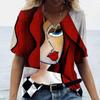 Summer Abstract Art Face 3D Print T-shirts Women Fashion Streetwear Short Sleeve V-Neck T Shirt Harajuku Tees Tops Clothing