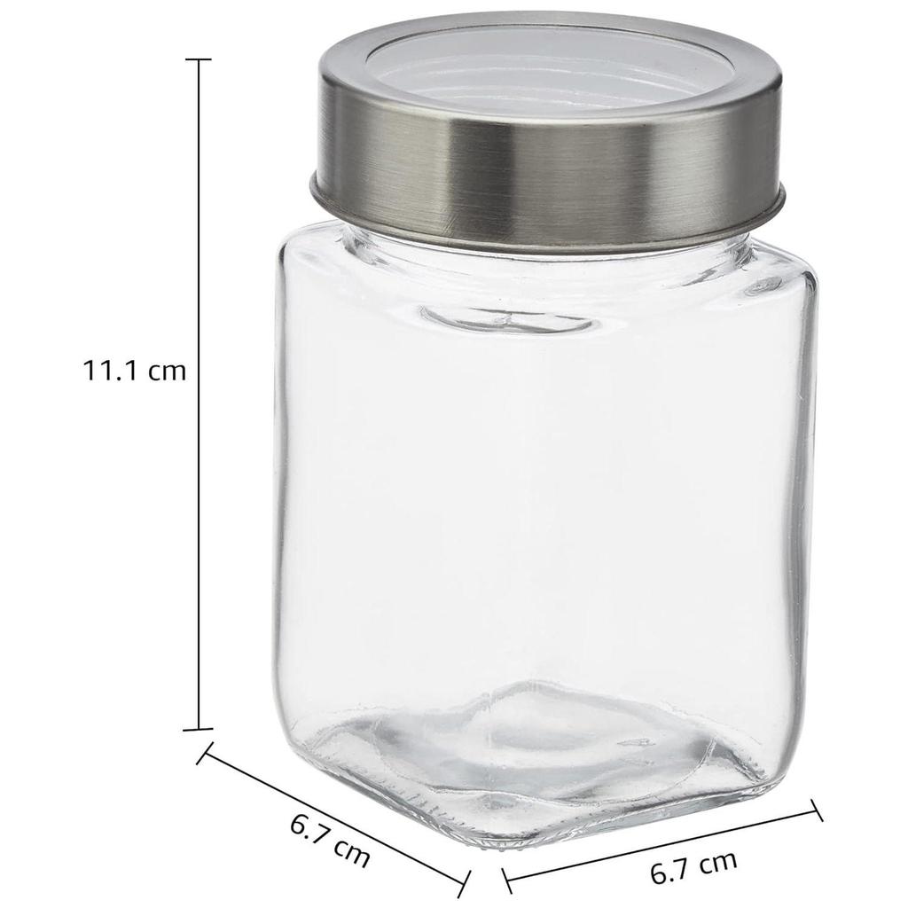 Mångsidiga Glasburkar med Genomskinliga Lock, Set om 2, Fyrkantiga (310 ml vardera),