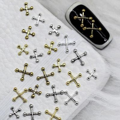 10 Stück Nageldekorationen Einfach anzubringen Dekorativ 4 Farben Nützlich 3D Mini-Kreuz DIY Kunst-Charms für Maniküre-Geschäft