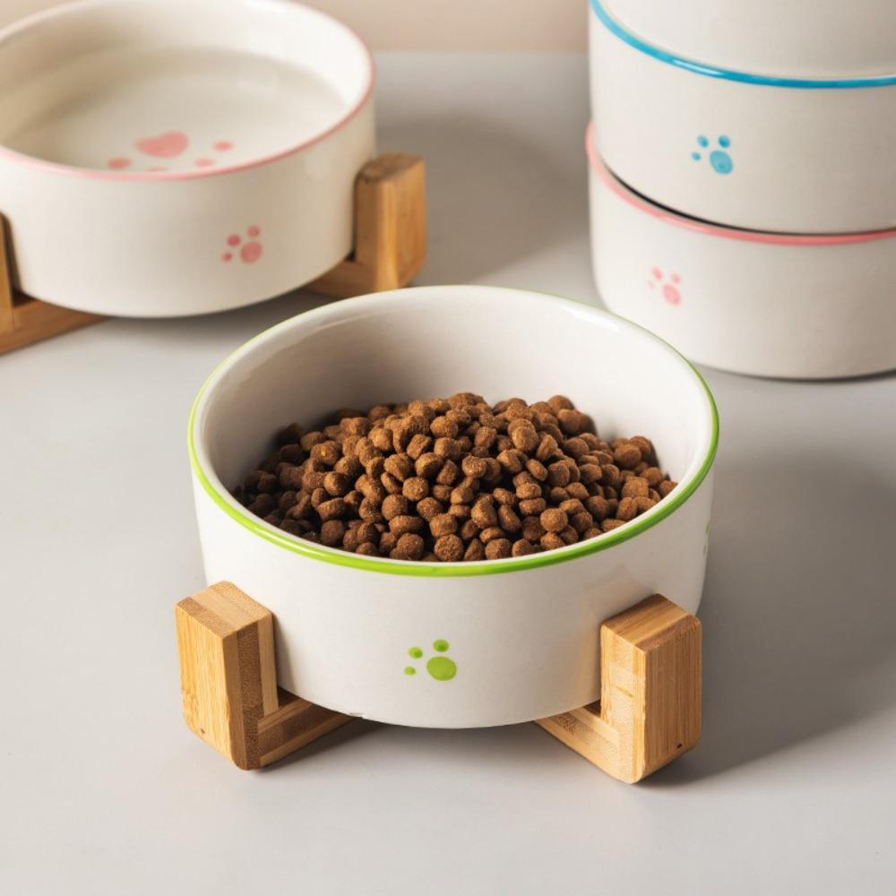 

Anti-knock Pet Bowl Ceramic Drinking Water Bowl Cute Flat Mouth Cat Bowl Living Room зелений