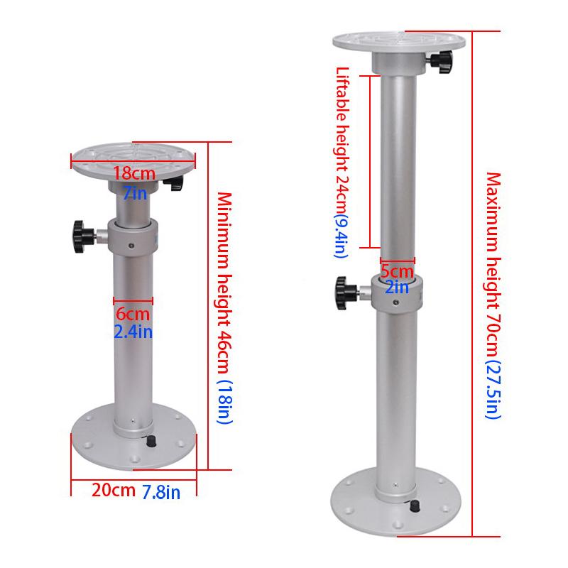 Noga Stołu do Kampera Stojak Stołu Noga Podstawy Stołu 460 do 700 mm Regulowana Obrotowa o 360° do Kampera Łodzi Jachtu Domu