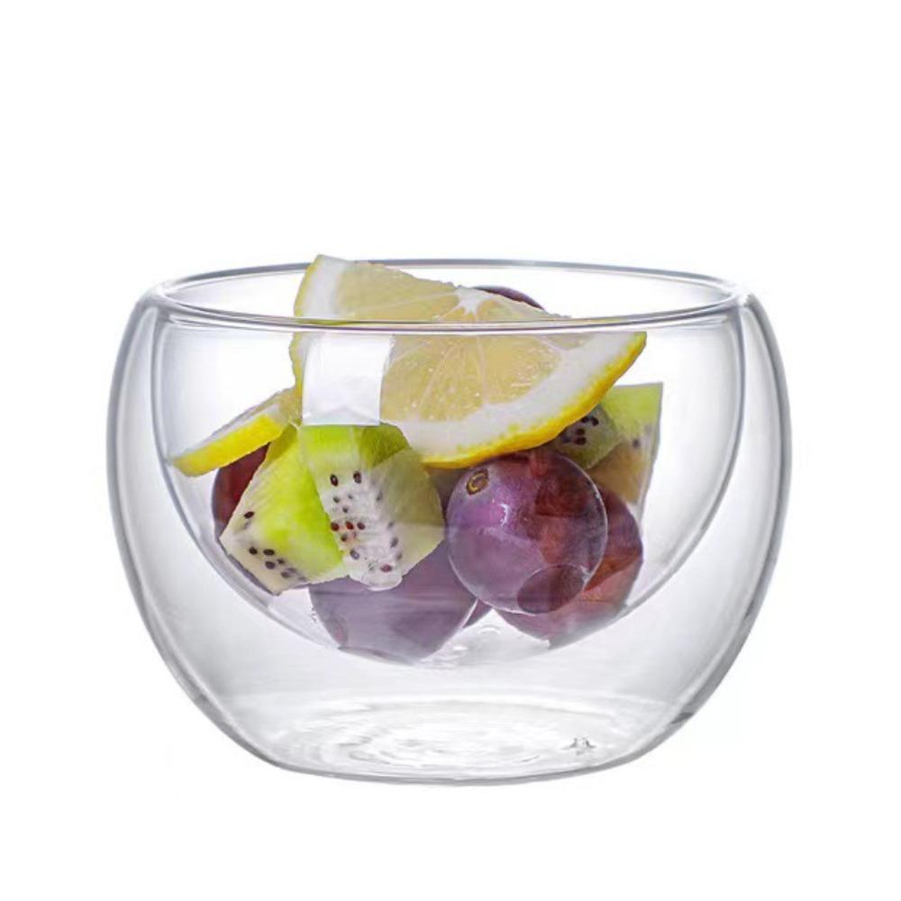 Утолщенная термостойкая двухслойная стеклянная салатница, теплоизолирующая стеклянная миска для фруктов, миска для каши, суповая миска, большая миска для риса.