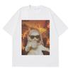 Hiphop Tops I Chill Cat Xmas Funny Cat Meme Tshirt Casual Loose Tshirt Summer Aesthetic Fashion Print Tshirts Unisex