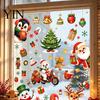 Winter Seasonal Room Decor 6Pcs Christmas Window Cling, Santa Snowman Penguin Reindeer Static Glass Cute Cartoon Adhesives Decals for Storefront,