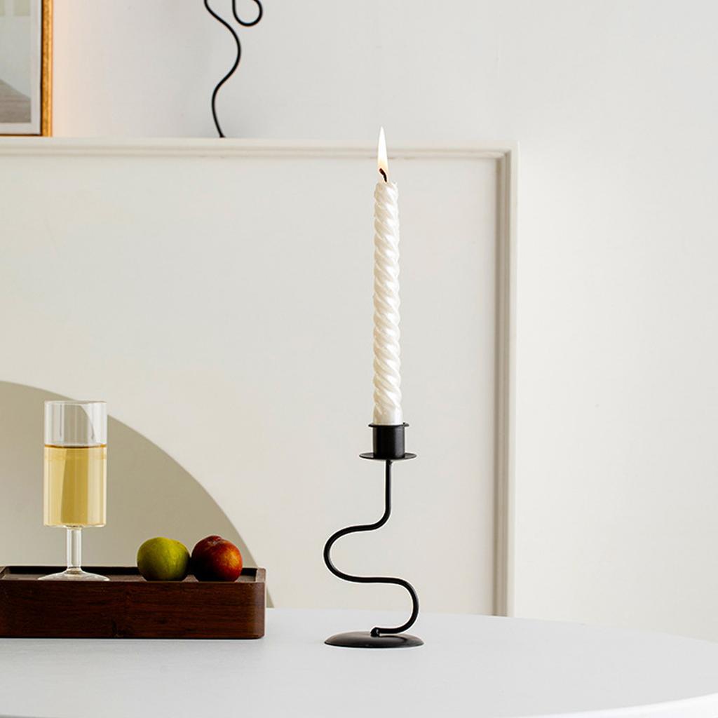 Artistic Twisted Designs Candle Stand Detachable Iron Candle Holder Taper Candlestick for Living Room or Dining Table