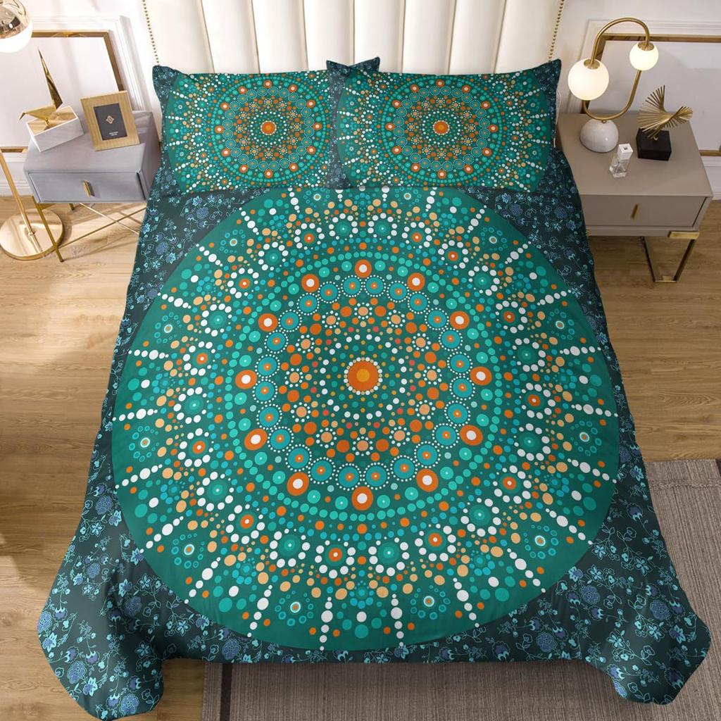 Red And Green Wind Three-Piece Quilt Cover 3D Digital Printing Bedding Set Bed Cover