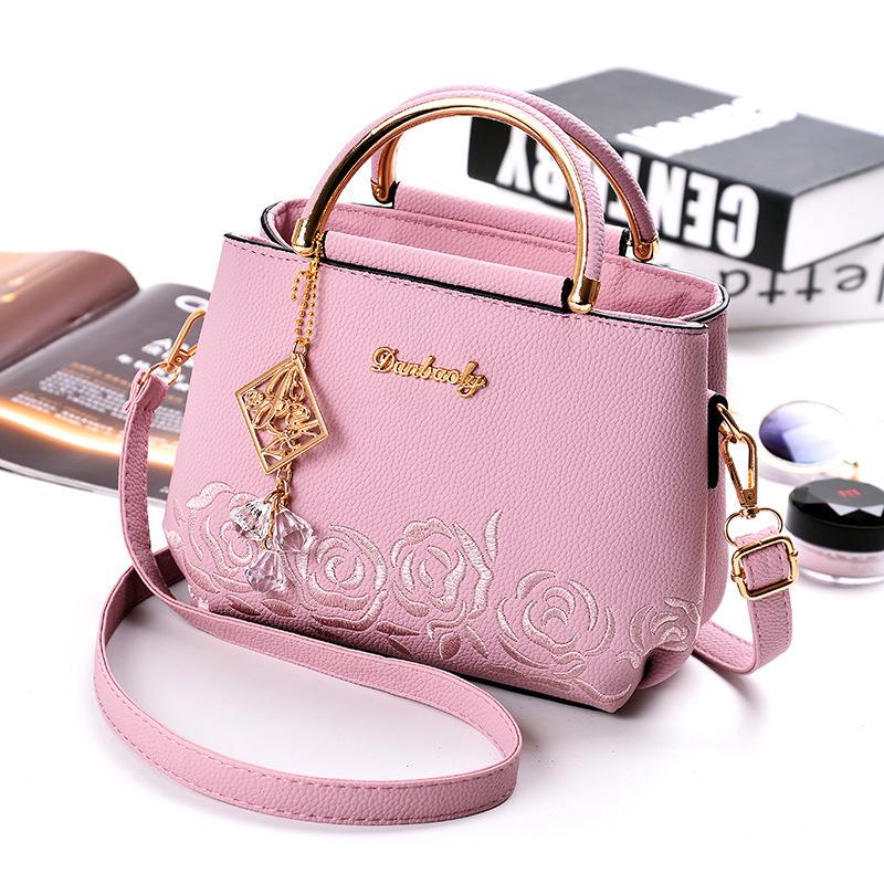 

Rose Handbag Women s Bag 2026 New Versatile Embroidery One-shoulder Messenger Bag 21x11x17cm фіолетовий