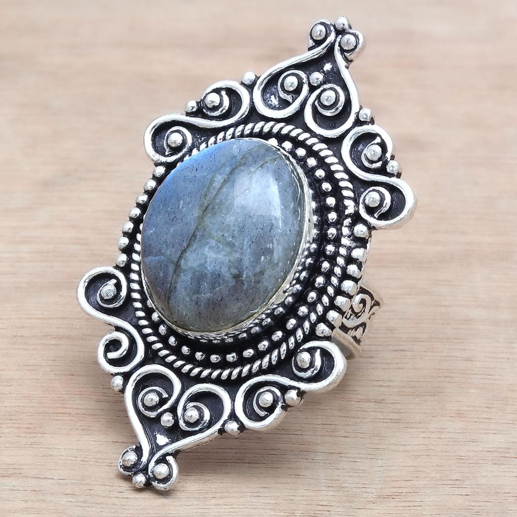 Labradorit Edelstein Handgefertigter Silberschmuck "7"