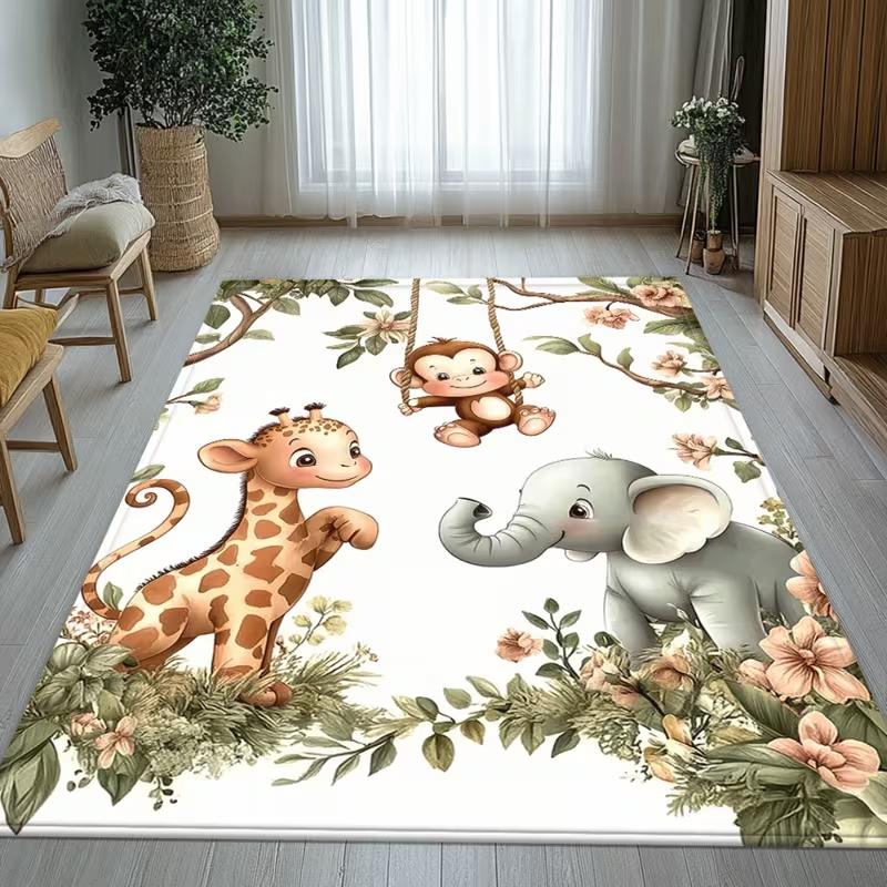 HD Adorable Animal Design High Definition Printed Carpet Living Room Bedroom Kids Room Soft Floor Mat Home Decor Rug Door Mat