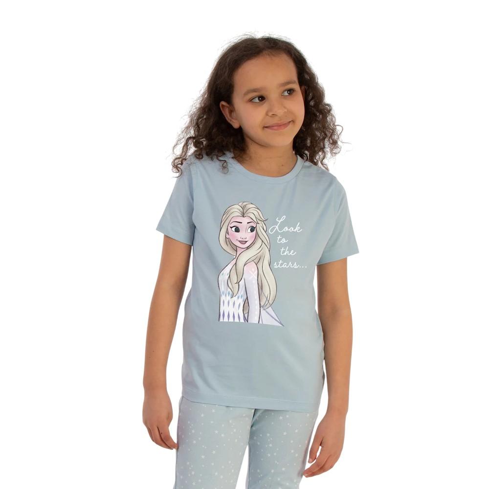 frozen Mädchen Blick zu den Sternen Kurzärmeliges Langes Pyjama-Set