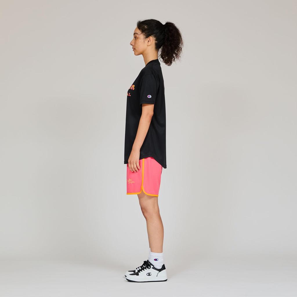 Champion Short Sleeve Round with Graphic Logo SHORT SLEEVE Women's T-Shirt, Black, Neck, Quick-Drying, Antibacterial, Breathable, Print,