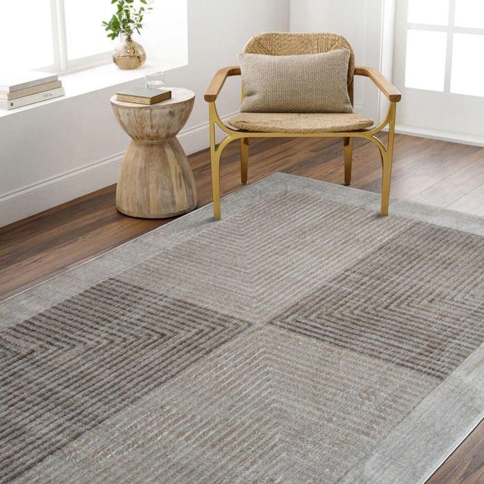 Tapis moderne motif géométrique gris beige 160x230
