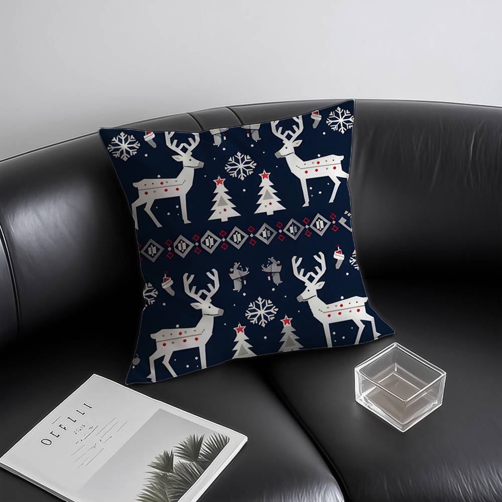Christmas Adorable Reindeer Cute Pillow Case Anti-dustmite Invisible zipper Sofa Bed