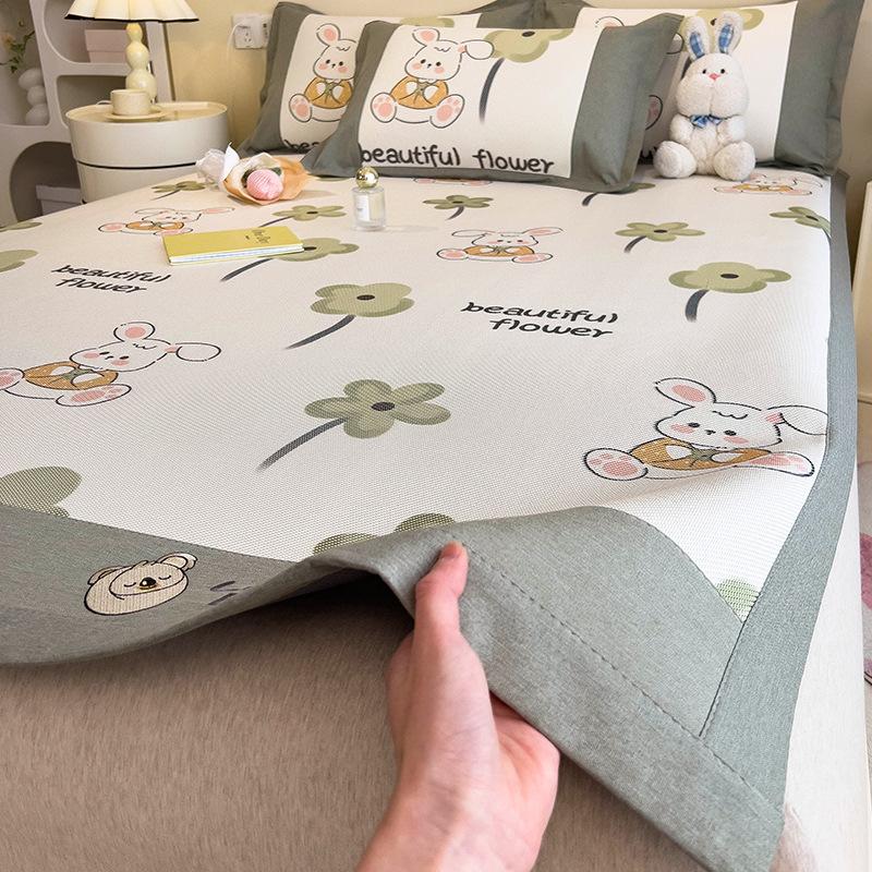 3KS Podložka z ledového hedvábí Letní ratanová podložka Letní podložka na postel Prostěradla Skládací ledové hedvábí Manželská postel Klimatizační podložka