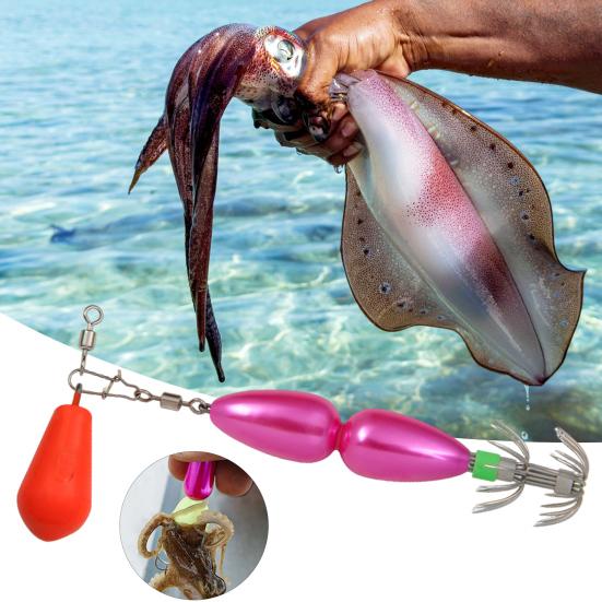 9CM/27G Squid Jig Hook with Colorful Beads Swivel Double-layer Umbrella Hook Cuttlefish Sleeve