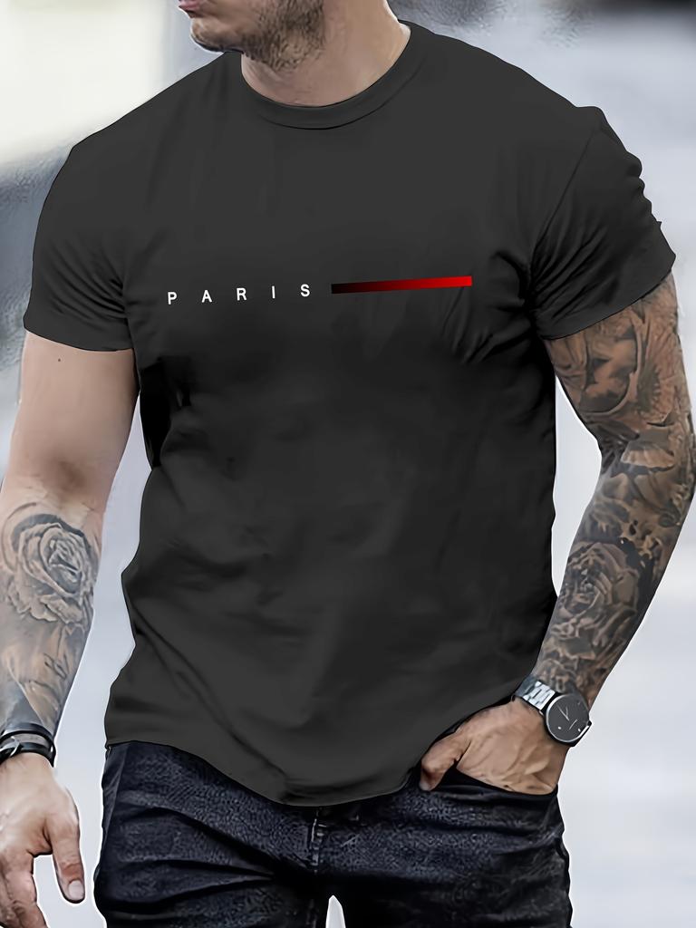 Men's Graphic Design Crew Neck T-shirt, Casual Comfy Tees For Summer, Men's Clothing Tops For Daily Gym Workout Running