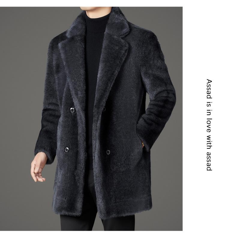2025 Reversible Sable Fur Mid-Length Men's Coat: Winter Arrivals - Suit Collar, Warm Outerwear for Middle-Aged