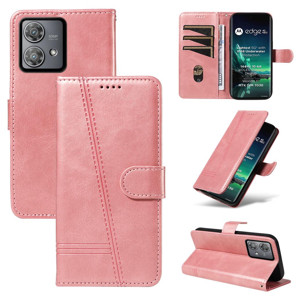 Embossed Lines Cards Solt Wallet Book Leather Case For Moto Edge 40 NEO G32 G54 G84 G04 G24 G14 E40 E30 E20 Flip Stand Cover