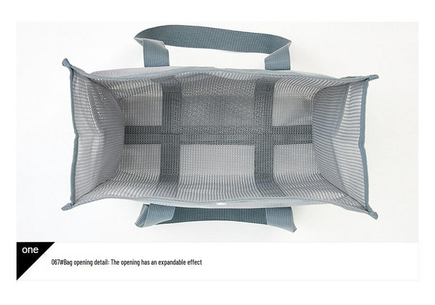 Large Capacity Portable Mesh Beach Bag with Multi-Pockets