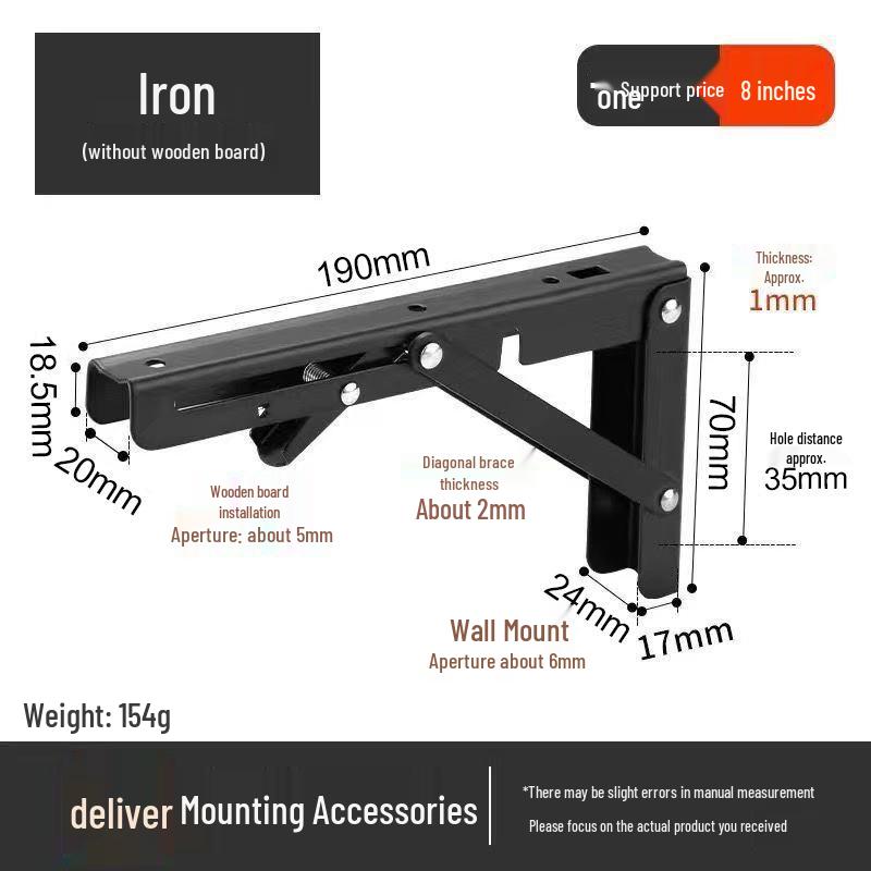 Stainless Steel Folding Wall Shelf Bracket with Heavy-Duty Right Angle Support