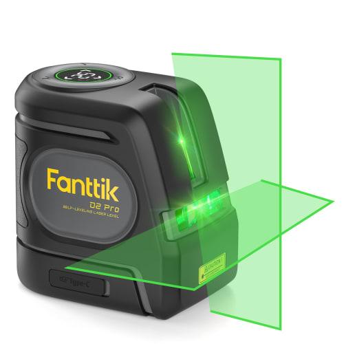 Fanttik D2 PRO Laser Level with Automatic Leveling, LED Display, 60m Outdoor Working Range, Green Cross Line, 2600mAh Rechargeable Battery, 360 Rotat