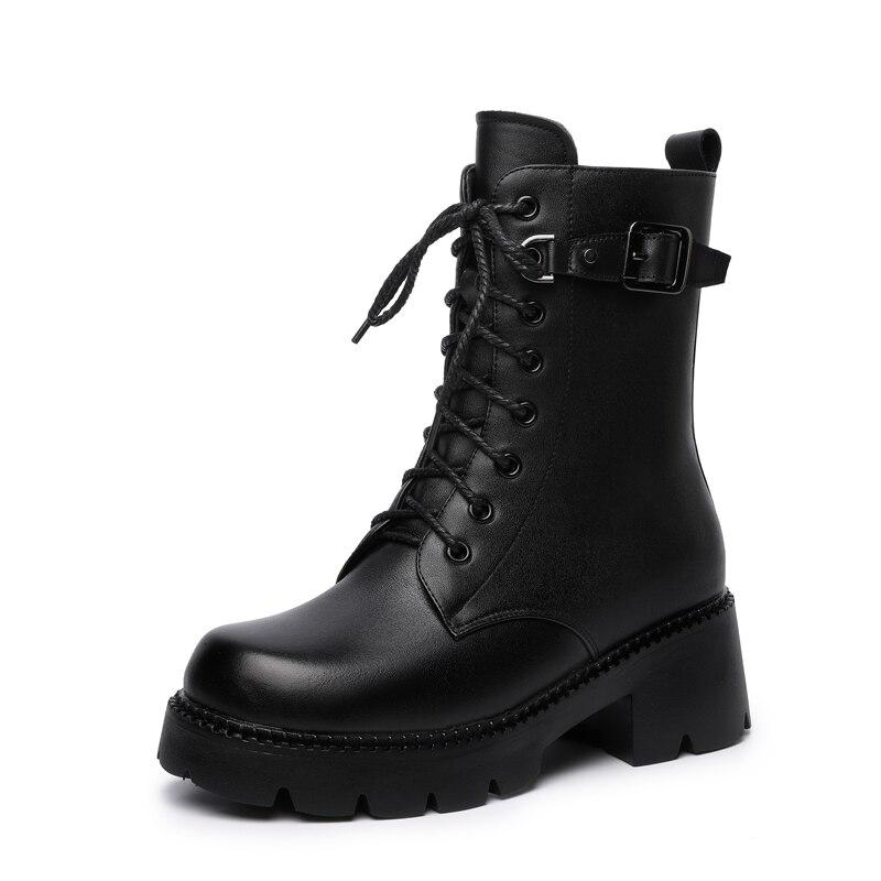 Dámské kozačky vzor na vysokém podpatku britský styl dámské zimní kozačky z pravé kůže velké protiskluzové dámské kozačky z husté vlny