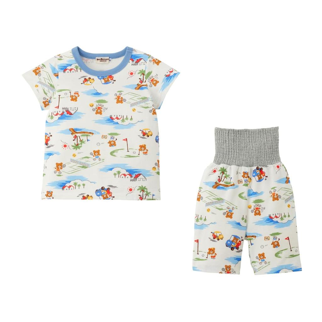 MIKIHOUSE HOT BISCUITS Short Sleeve Pajamas for Boys and Girls, Baby, Kids, Multicolor, 110cm, 70-7336-147