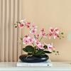 Realistic Phalaenopsis Artificial Flower Centerpiece for Dining Table with Vase